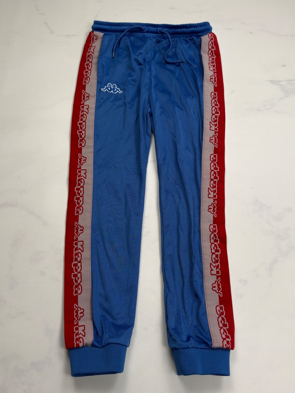 Kappa Track Pants Blue Red Logo Tape - Boys 10 Years